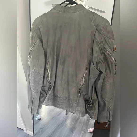 Harley-Davidson Gray Leather Jacket with patch detail - Picture 3 of 3
